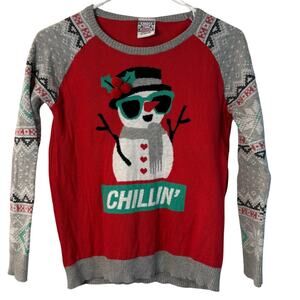 Well Worn Girls Snowman Christmas Sweater Size XL
